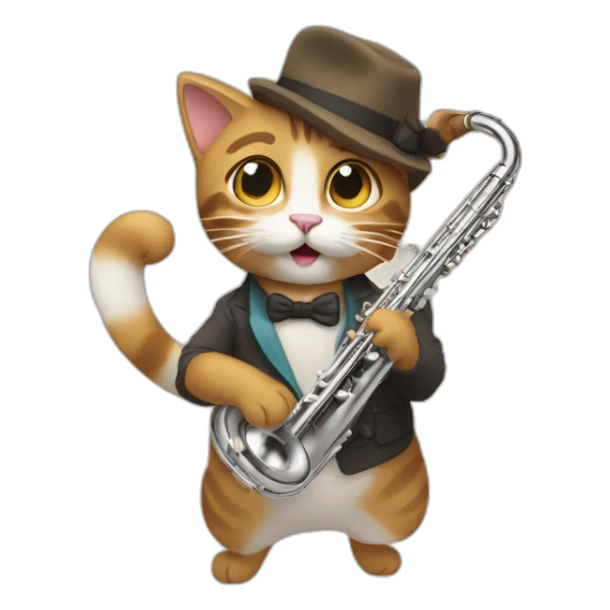 un chat jouant de la flûte sticker