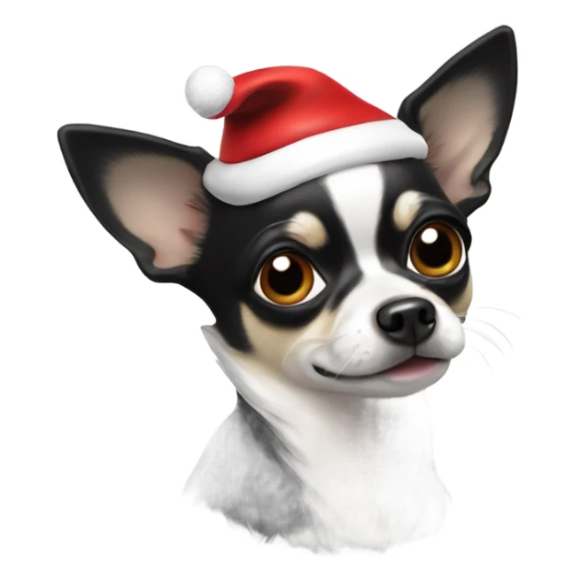 Old Black and white Chihuahua with Santa hat sticker