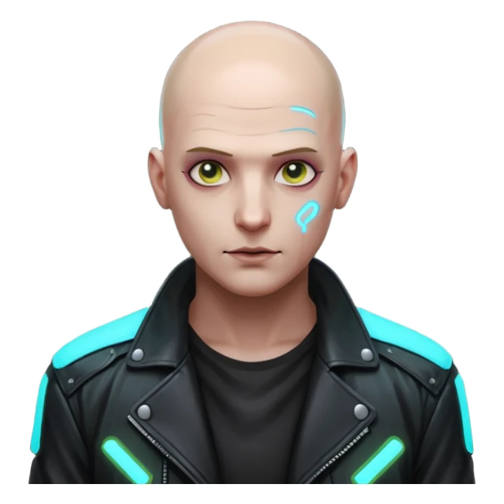 cyberpunk man whihout hair sticker