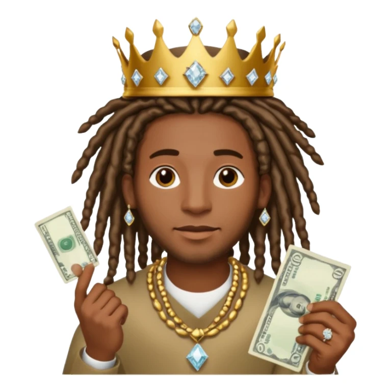 Black man dreads with crown diamond jewelry and money  sticker