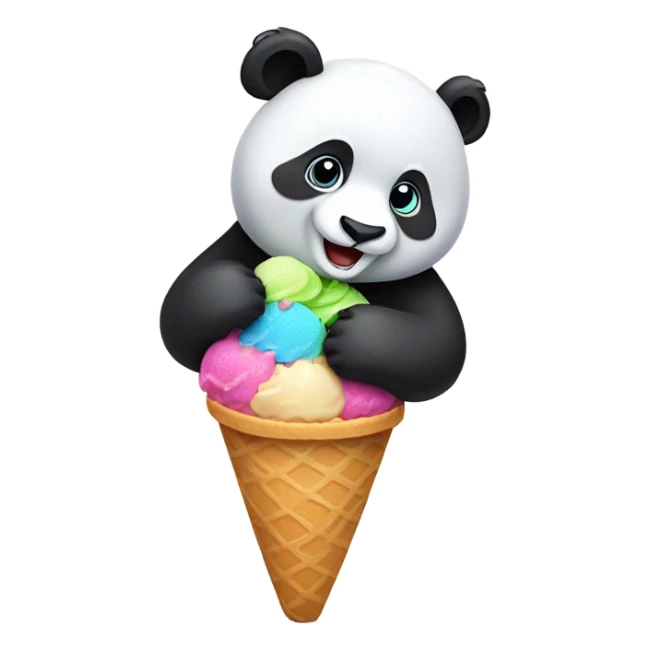 Panda eating ice cream sticker