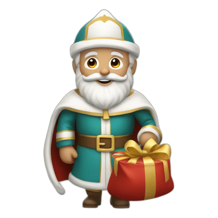 Saint Nicholas is holding a bag of gifts sticker