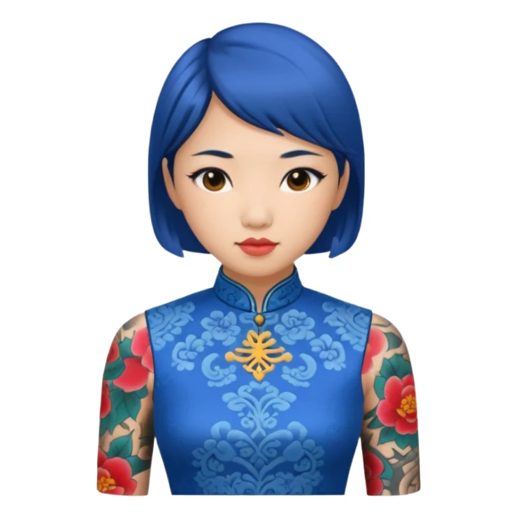 ancient woman with tatooed and blue cheongsam sticker