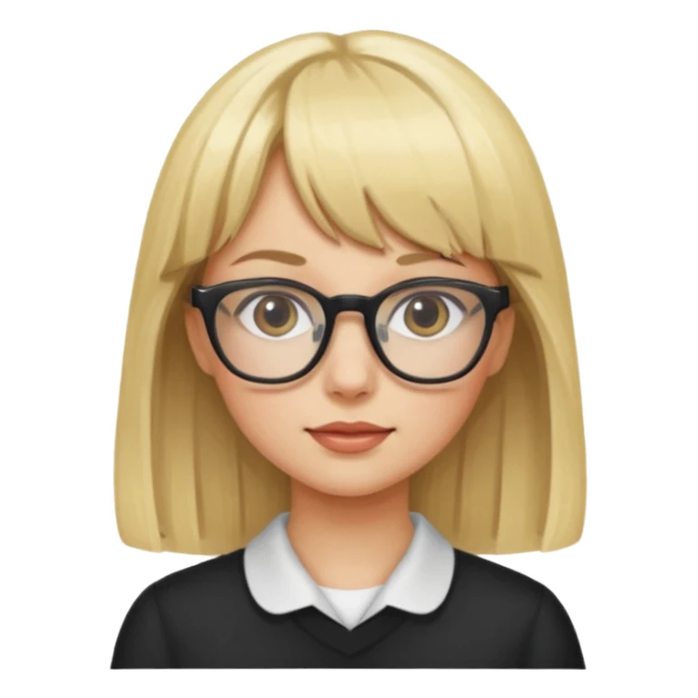 blonde girl with bangs and glasses sticker