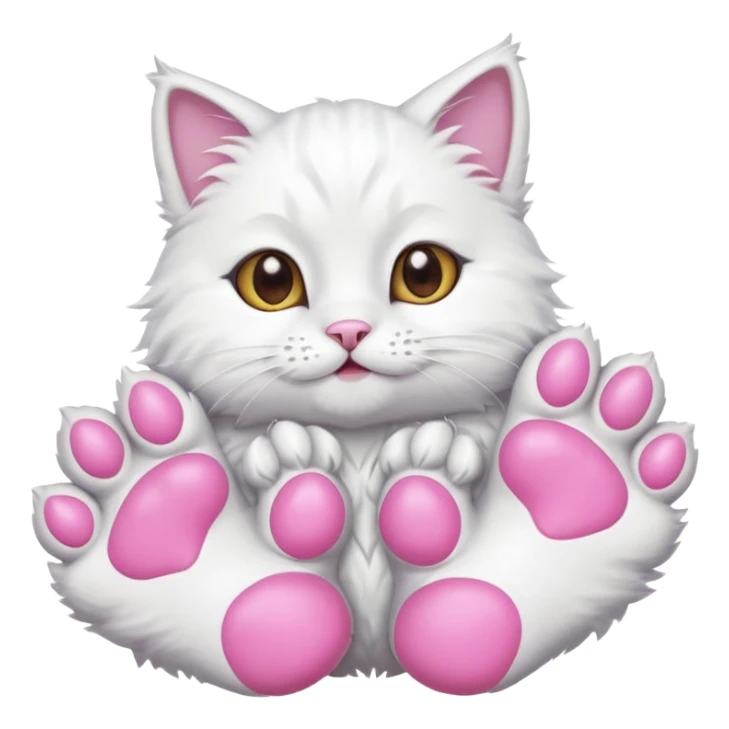Fluffy white cat paw with six toes and claws sticker