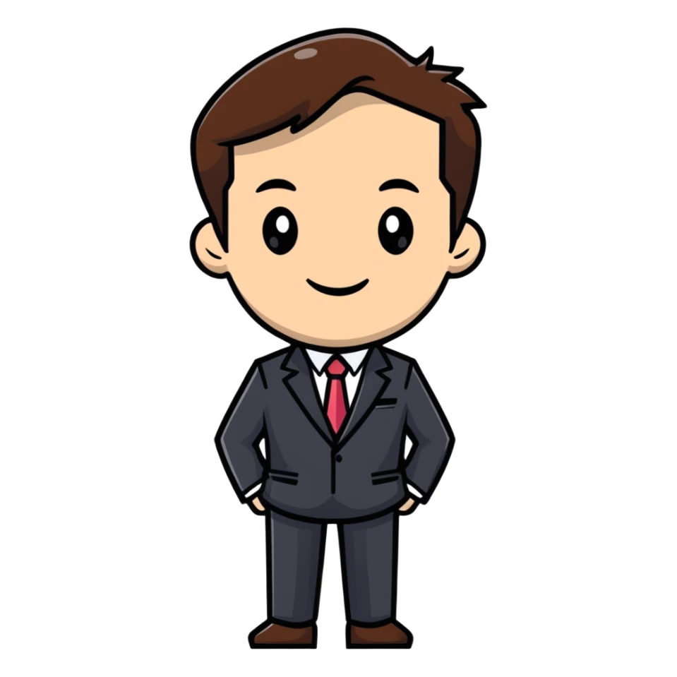 businessperson with brown hair, suit sticker