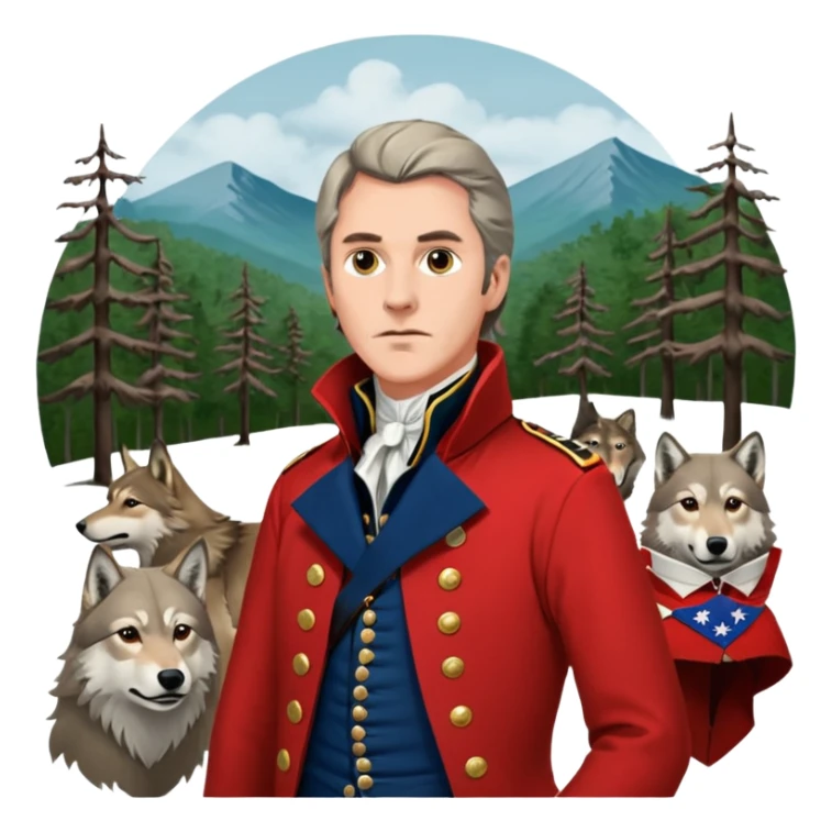 Loyalist Patrick Ferguson at the Revolutionary war Battle of Kings Mountain, with Wolves around him. sticker
