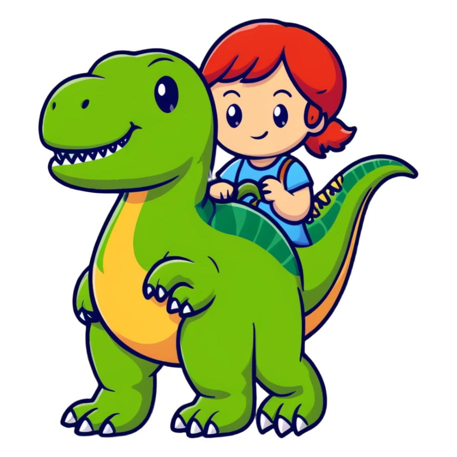 red-haired girl with a dinosaur tail and paws sticker