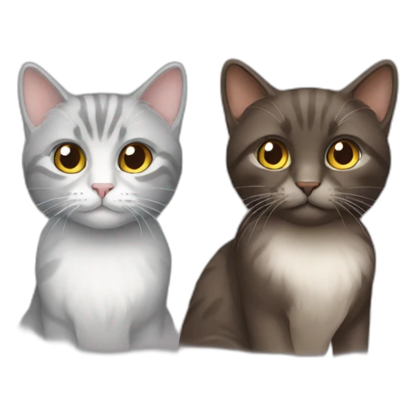two cats, big full brown long hair and one gray short hair sticker