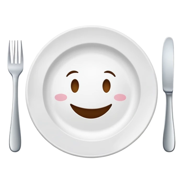clean empty plate with a happy face, no leftover food, clear and friendly sticker