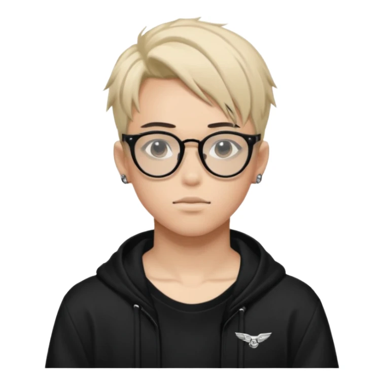 anime boy with tattoo in black balenciaga glasses sticker