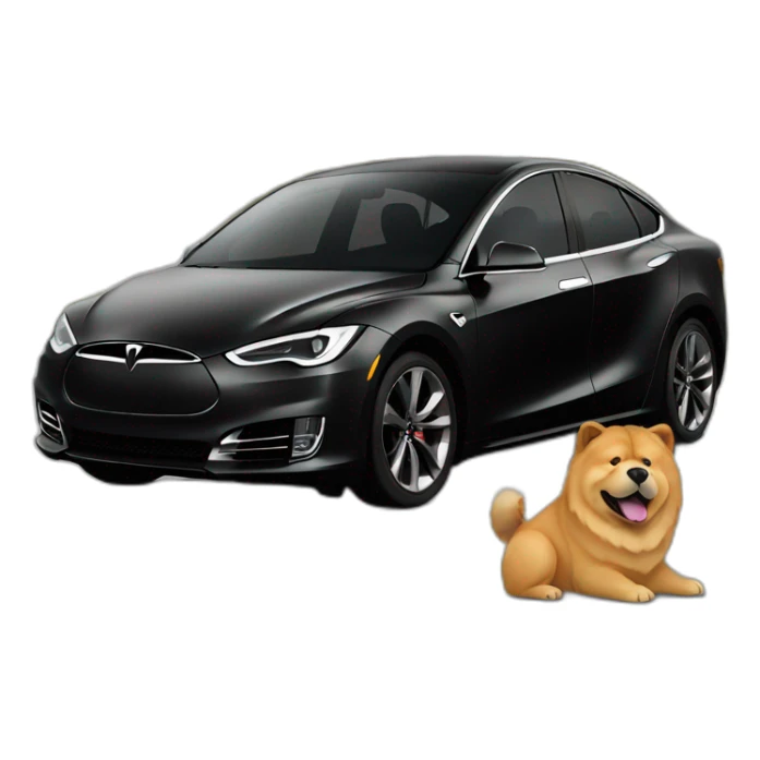 chow chow in a black tesla car sticker