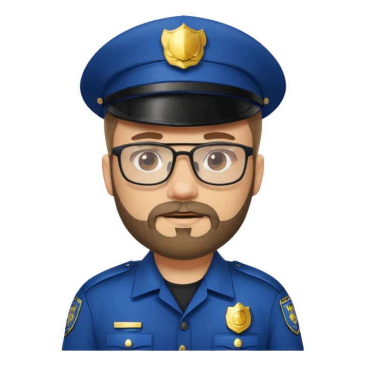 Police officer with glasses and beards sticker