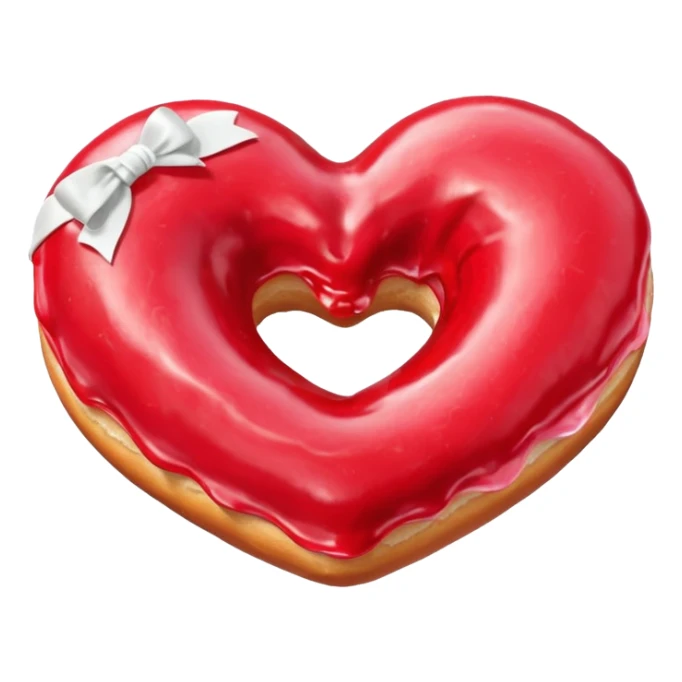 Realistic isolated heart shaped donut with red frosting. sticker