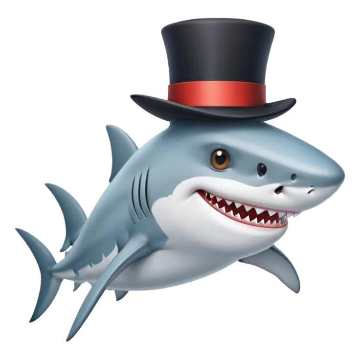 Shark with a top hat sticker