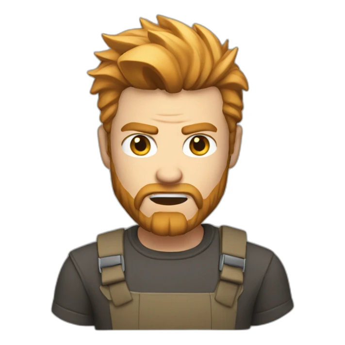 angry man with darkblond hair undercut and redblond beard sticker