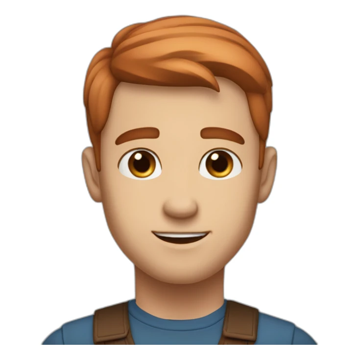 handsome man square face big cheekbones sharp jaw blue eyes neat copper hair sticker