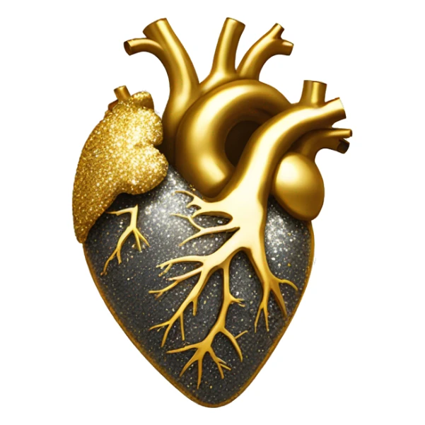 human heart of gold, glitter gold with gold glitter veins sticker