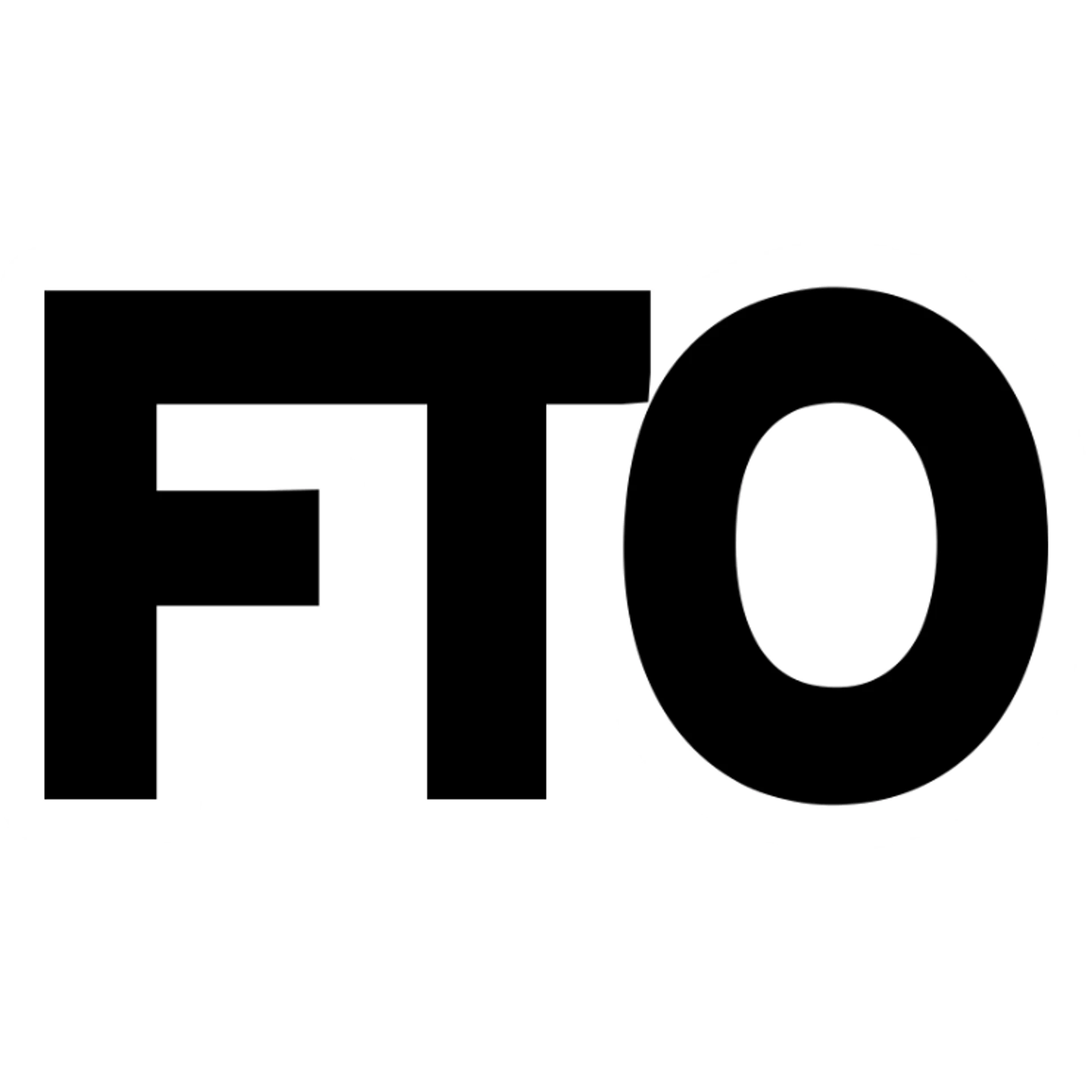 the letters FTO in a bold modern style logo sticker
