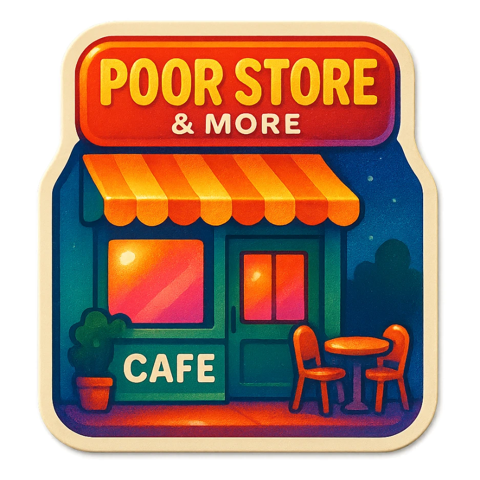 Cafe named poor store & More sticker