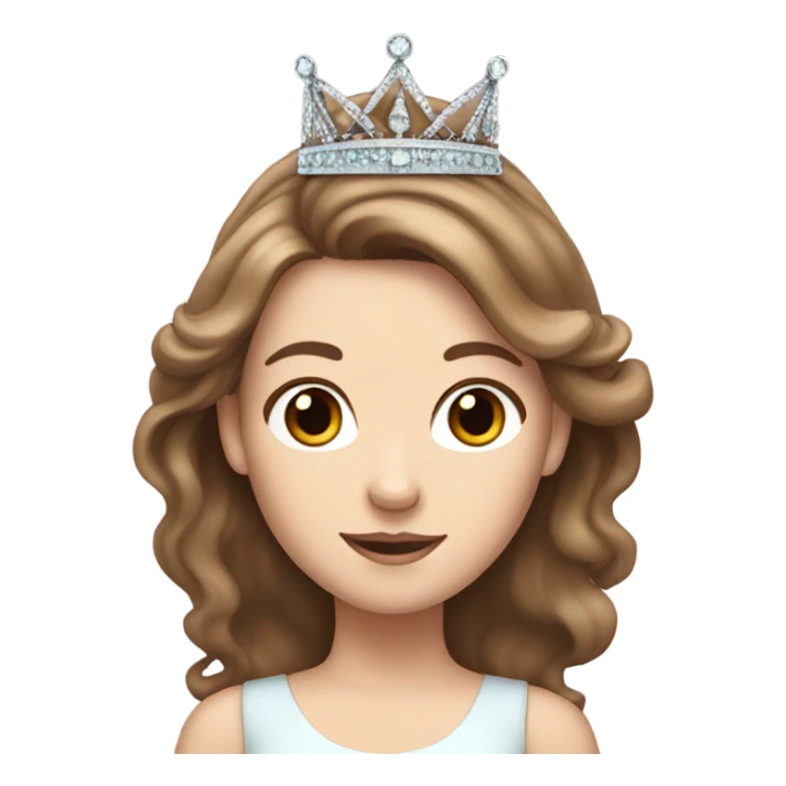 White girl with brown hair and princess tiara sticker