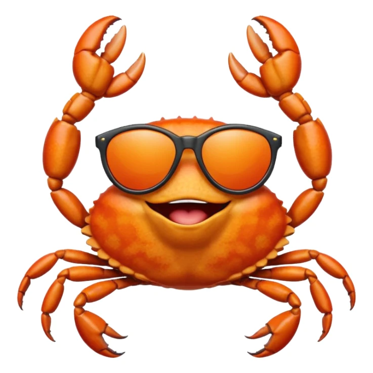 Alaska crab are moving wearing a sunglass and say hi sticker