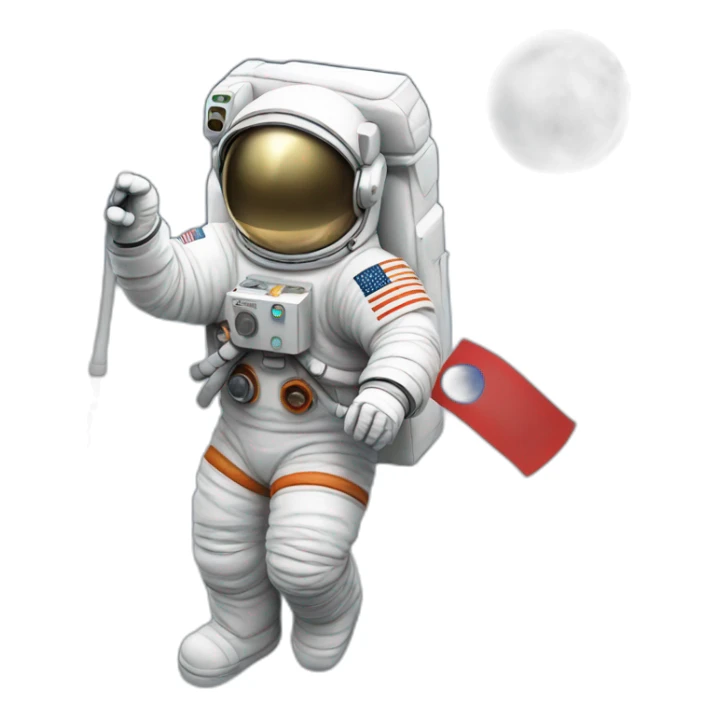 astronaut-on-a-moon-with-south-korea-flag sticker