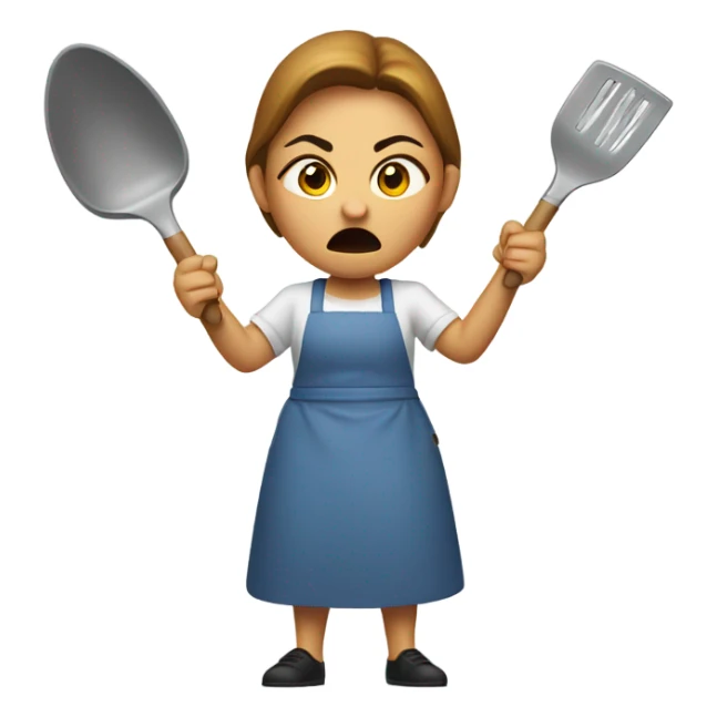 angry woman throwing kitchen utensils in anger using face with symbols on mouth emoji sticker