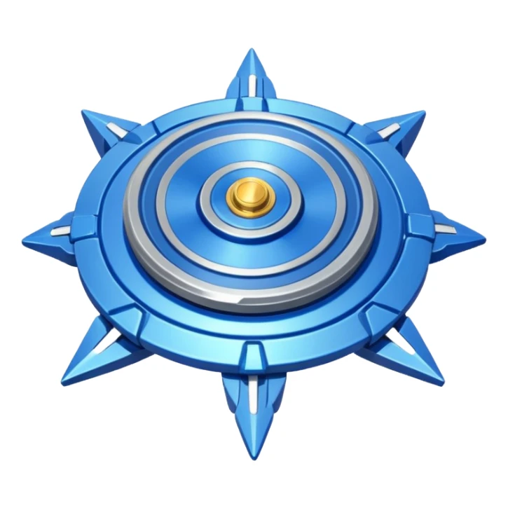 A blue Beyblade with 3 pointed blades like Victory Valtryek sticker