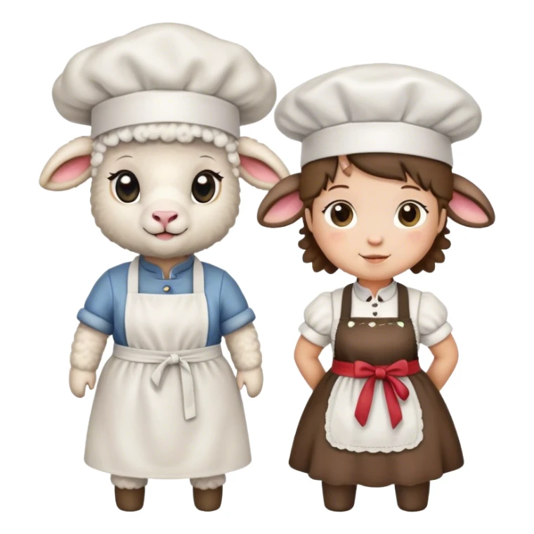 two lambs, one as a cook and one in a dirndl sticker