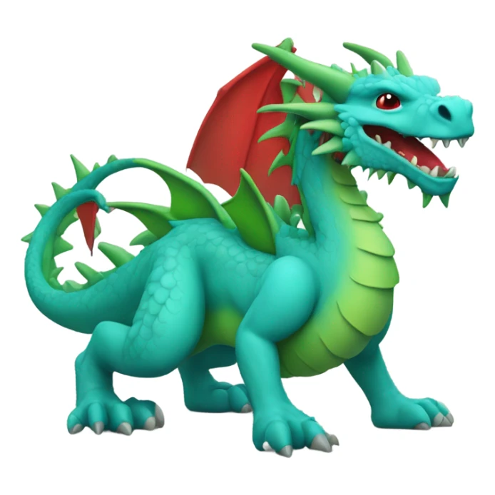 Cyan dragon with green spikes and red roes sticker