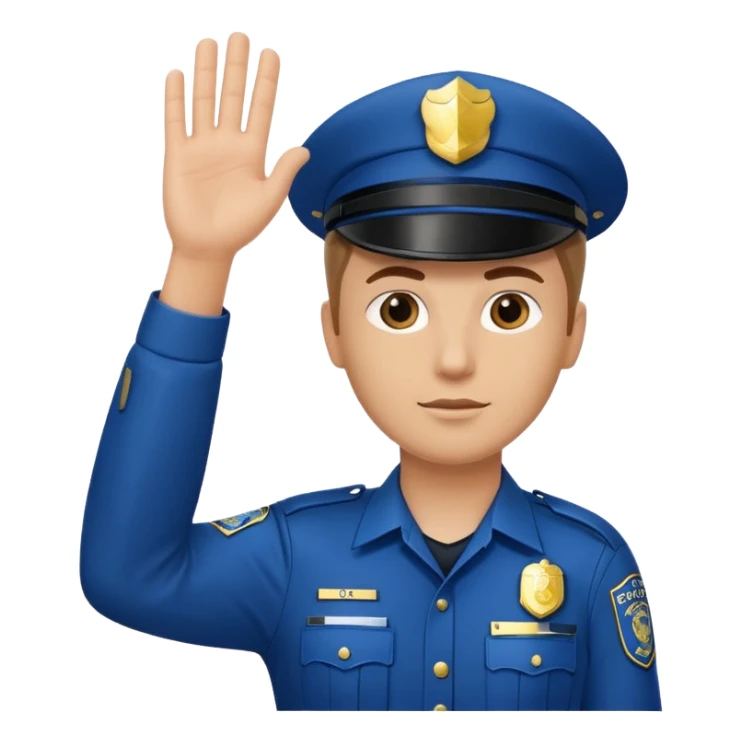 a white police man with one hand up telling the traffic to stop, hand a bit low sticker