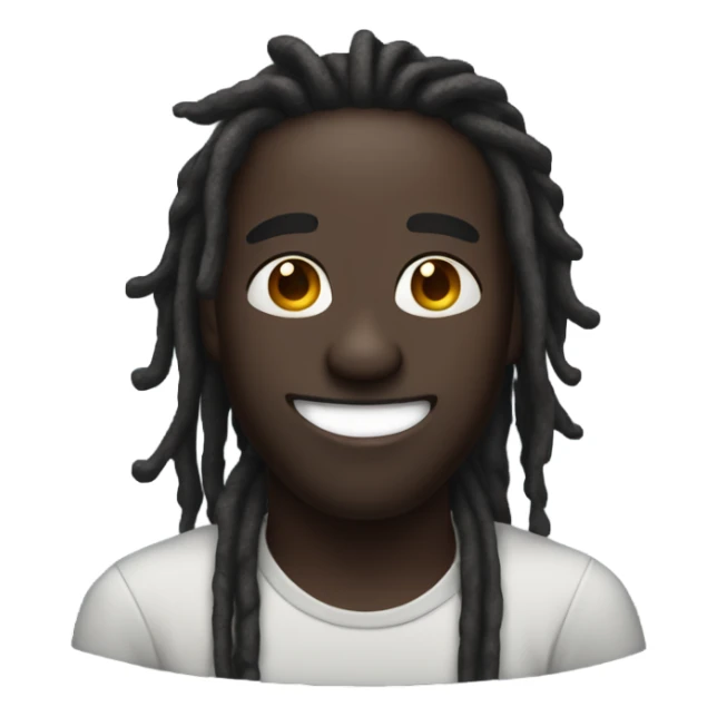 dark skin man with dreads and nose piercing on right side on nose laughing sticker