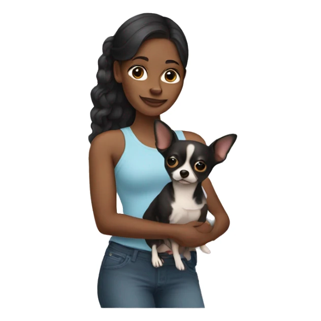 Black woman holding a chihuahua  sticker