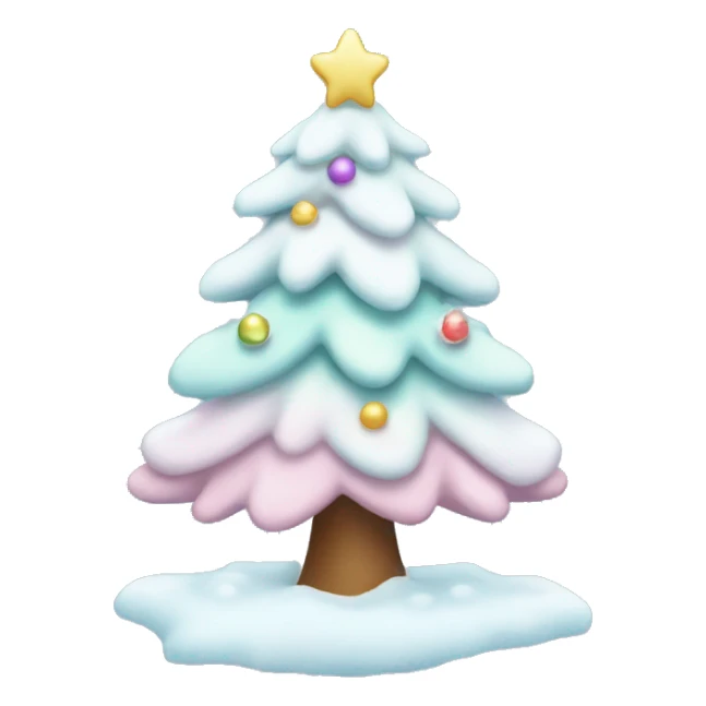 Cute pastel christmas tree covered in snow sticker
