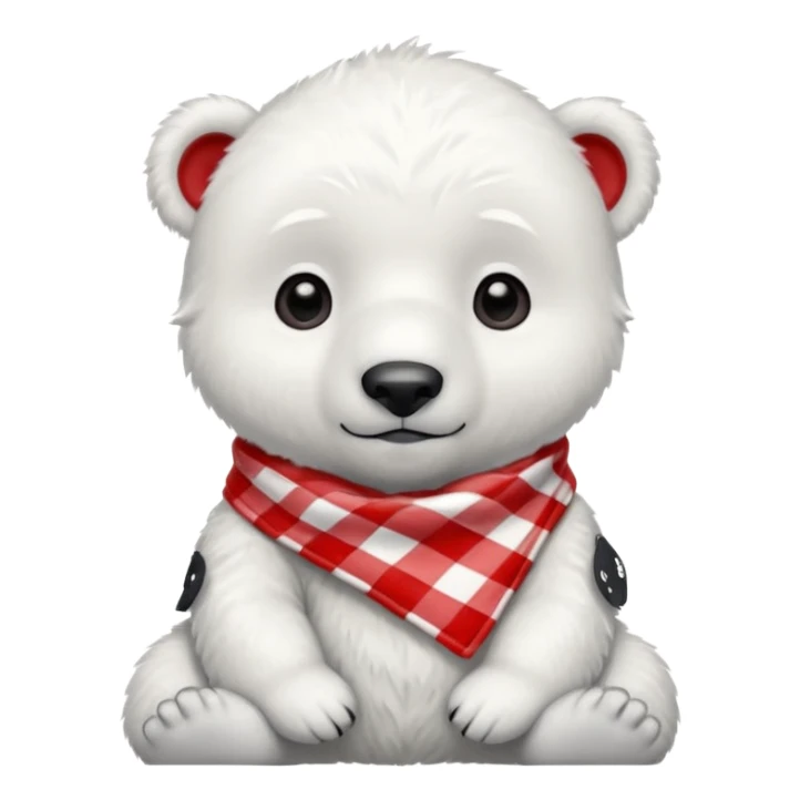 baby polar bear wearing a red and white checkered Neckerchief sticker
