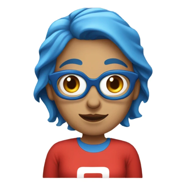 a woman with blue hair in red tshirt sticker