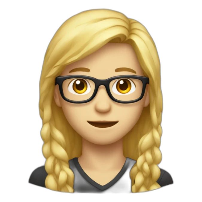 garçon avec des cheveux long blond des yeux bleux et des lunette noir sticker
