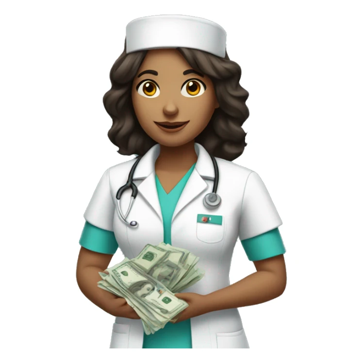 brunette nurse with money in her hand sticker
