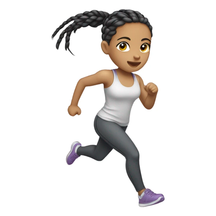 Light skin girl with braids running  sticker