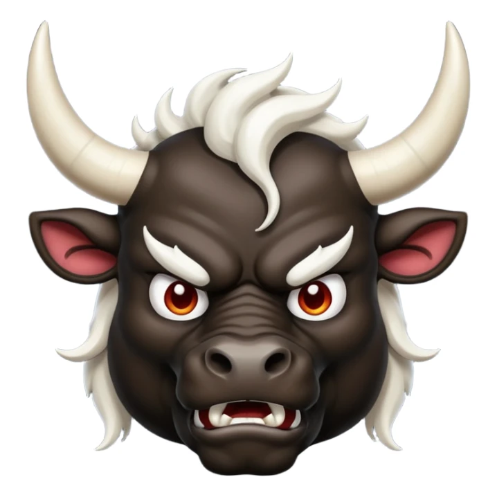 black angry powerful with white horns bull emoji sticker