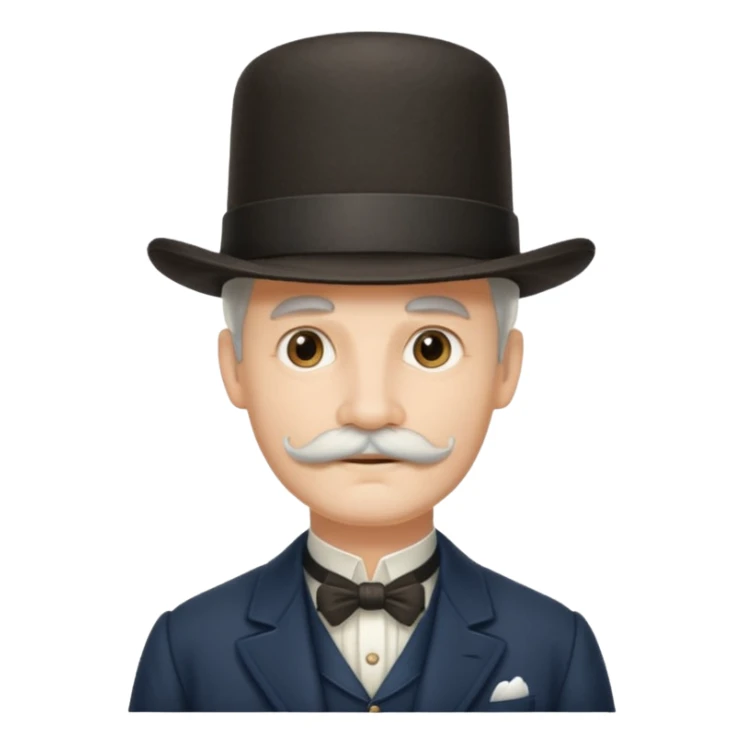 longer white moustachhe and typical 1900 elegant clothes and hat sticker