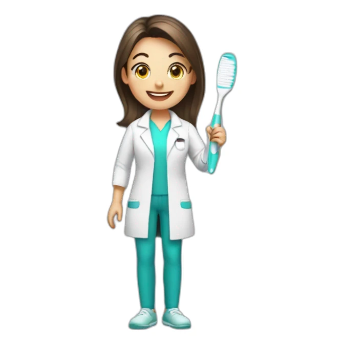 dentist girl with a toothbrush in his hand sticker