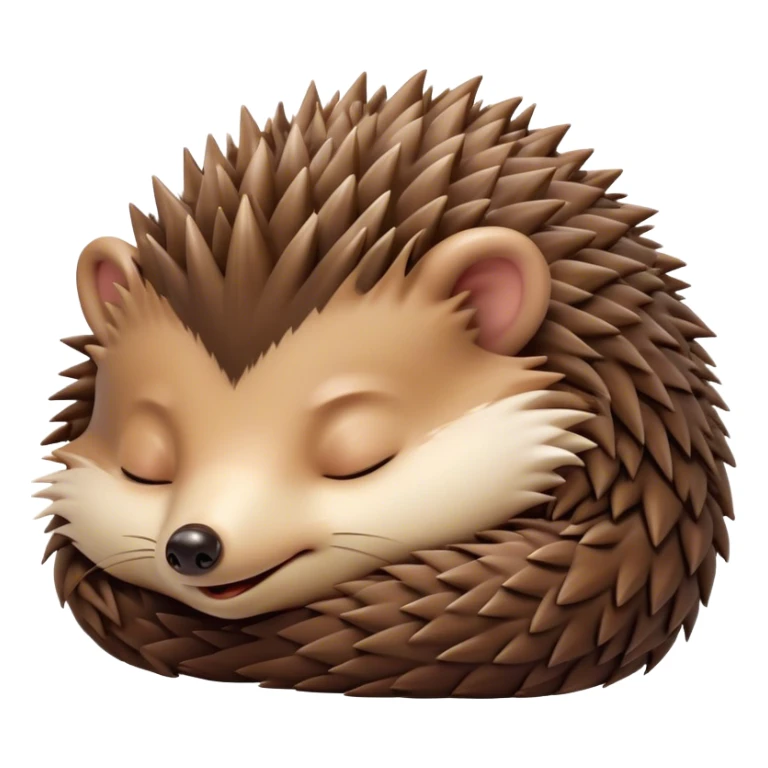 Meme-Worthy Cute Sleeping Hedgehog Portrait Emoji, Head resting peacefully with a contented smile, showcasing a delightfully compact build and a luxuriously soft brown Fur with tiny spines, eyes shut in a serene, restful nap, Simplified yet hilariously adorable features, highly detailed, glowing with a soft, drowsy light, high shine, relaxed and utterly lovable, stylized with an air of playful laziness, bright and heartwarming, soft glowing outline, capturing the essence of a comically sleepy hedgehog, so meme-worthy it feels like it could instantly become the next viral sensation of adorable slumber! sticker