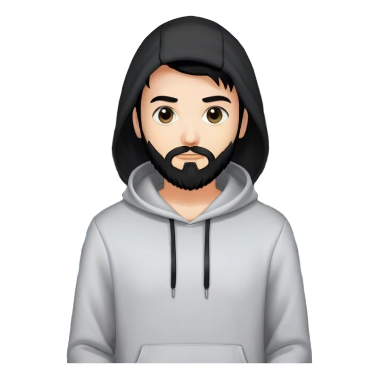 hackeur blanc cheveux noir barbe et capuche noir à côté d'un server ia sticker