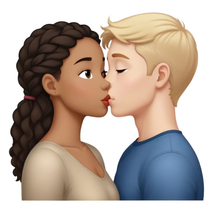 Biracial girl and white boy kissing  sticker
