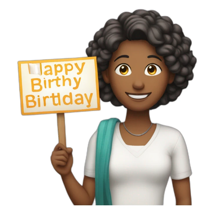 Person holding a sign that has “Happy Birthday Priya” sticker