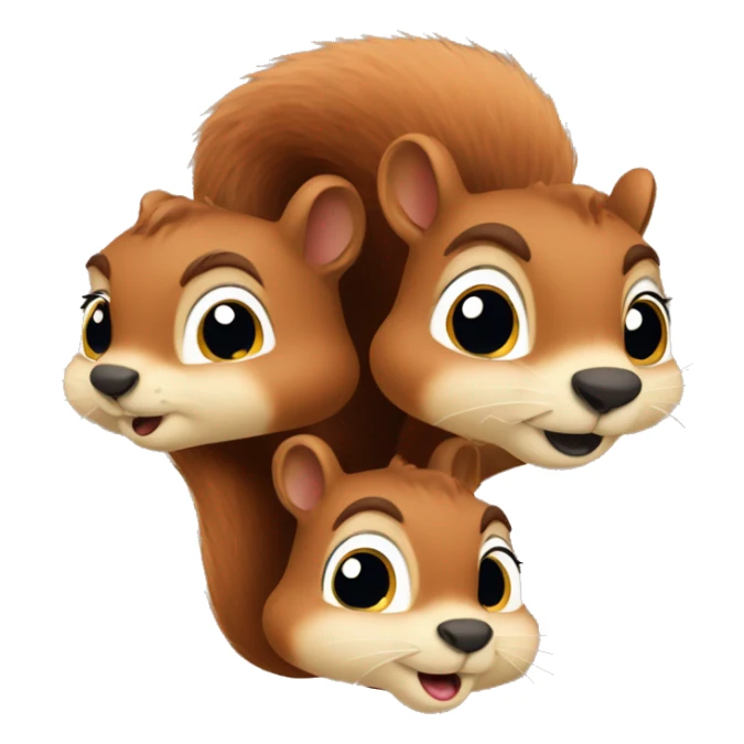 Four squirrel faces, one male, and three female
 sticker