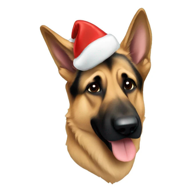 german shepherd in christmas hat  sticker