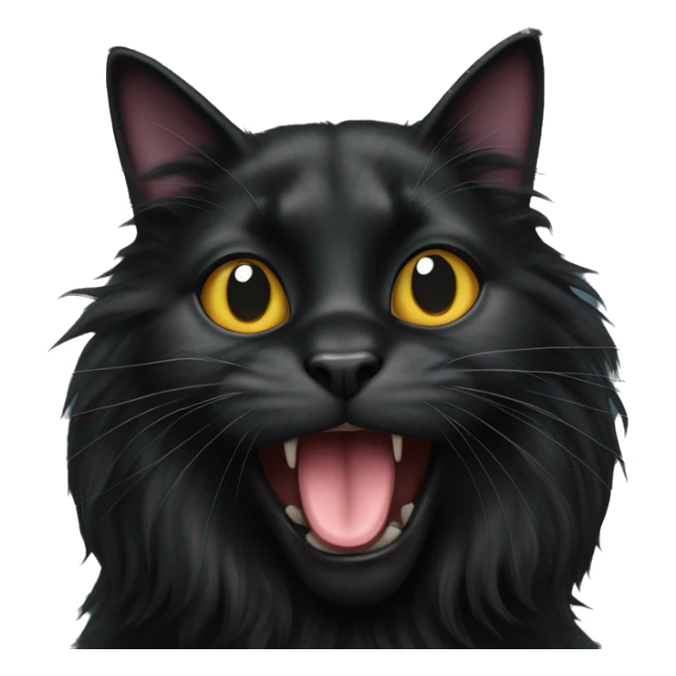 Long haired black cat with tongue out sticker